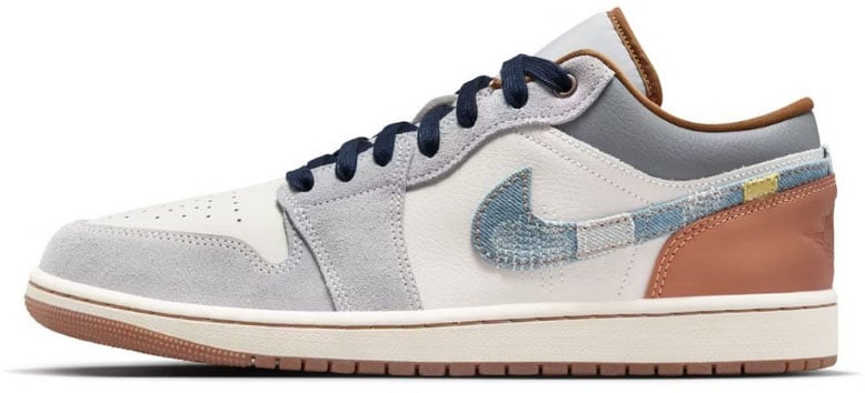 Nike Air Jordan 1 Low SE Phantom Repaired Denim Swoosh Grijs