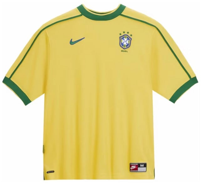 Nike T-shirt Nike Brazil 1998 Reissue Corn Yellow Pine Green Football Geel