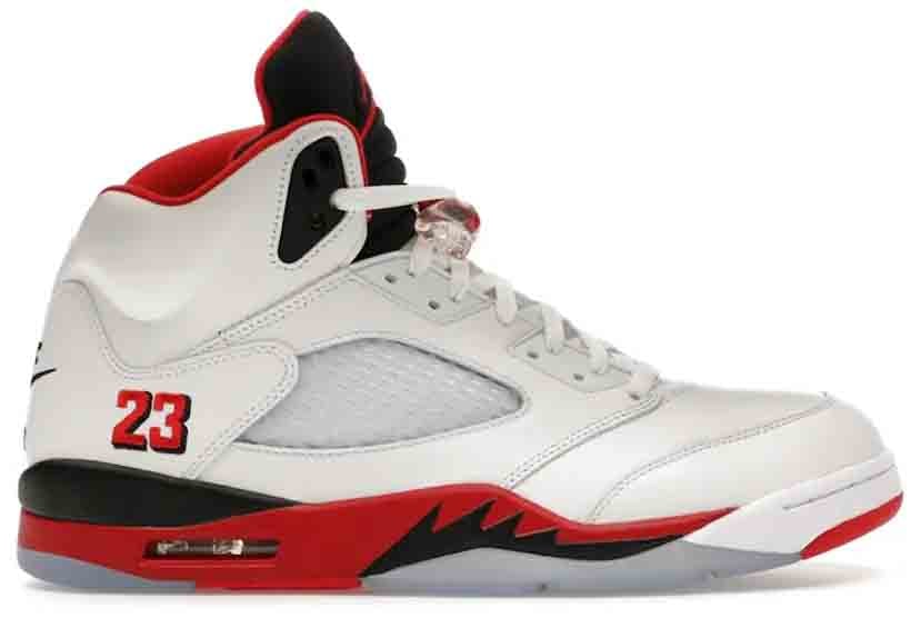 Nike Jordan 5 Retro Fire Red Black Tongue (2025) Wit