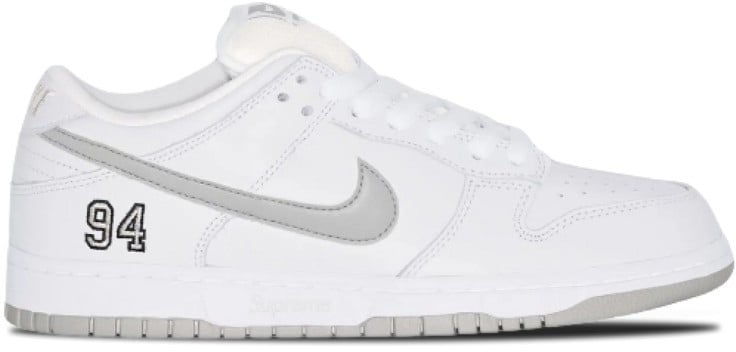 Nike Nike SB Dunk Low Supreme 94 White Metallic Silver Wit