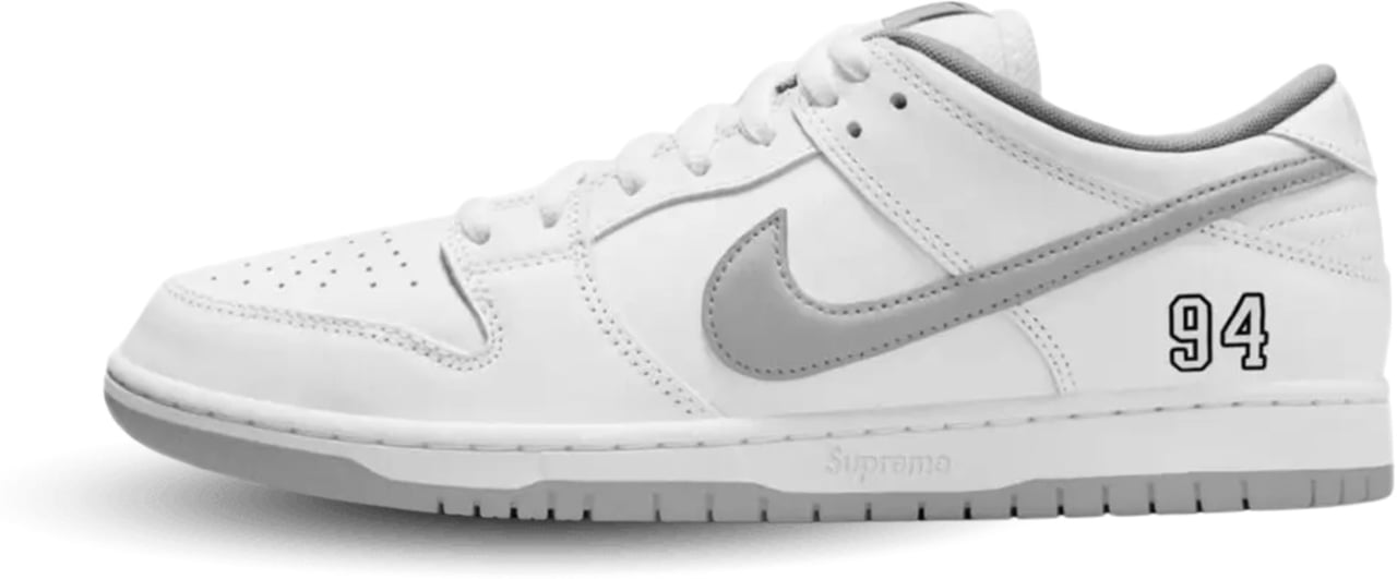 Nike Nike SB Dunk Low Supreme 94 White Metallic Silver Divers