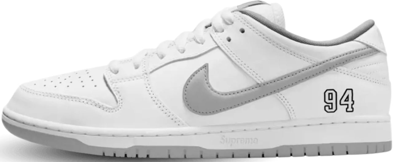 Nike Nike SB Dunk Low Supreme 94 White Metallic Silver Divers