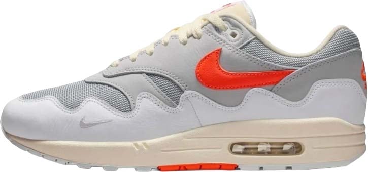 Nike Nike Air Max 1 Patta Waves White Hyper Crimson (With Bracelet) Lichtgrijs