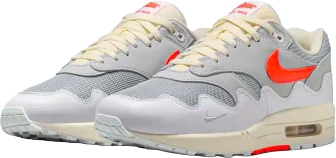 Nike Nike Air Max 1 Patta Waves White Hyper Crimson (With Bracelet) Lichtgrijs