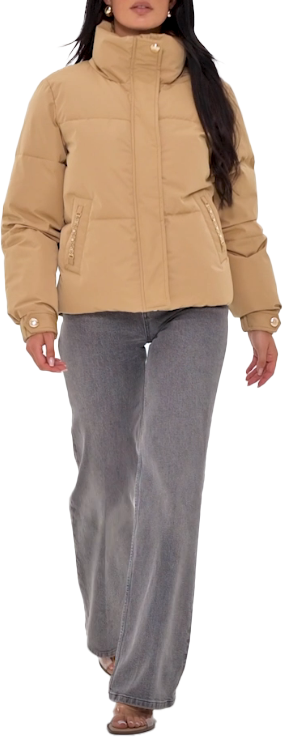 Nikkie Leeds Korte Puffer Jas Beige