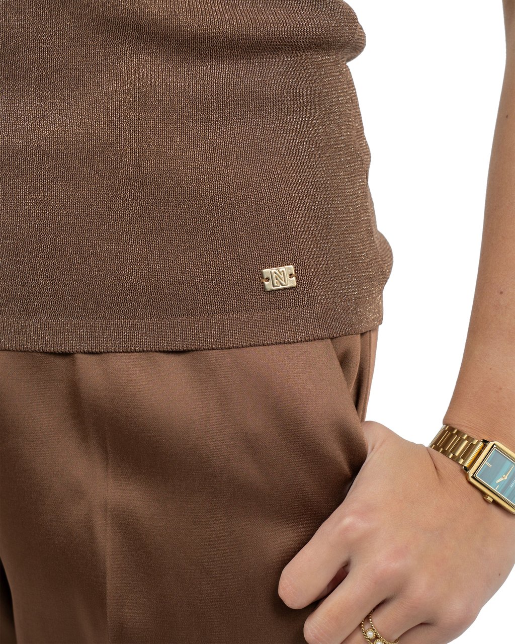 Nikkie Jofli Lurex Top Beige