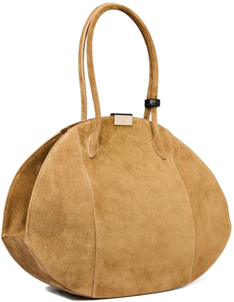 Nina Ricci Elongated Oval Brown Silk and Nylon Handbag Bruin