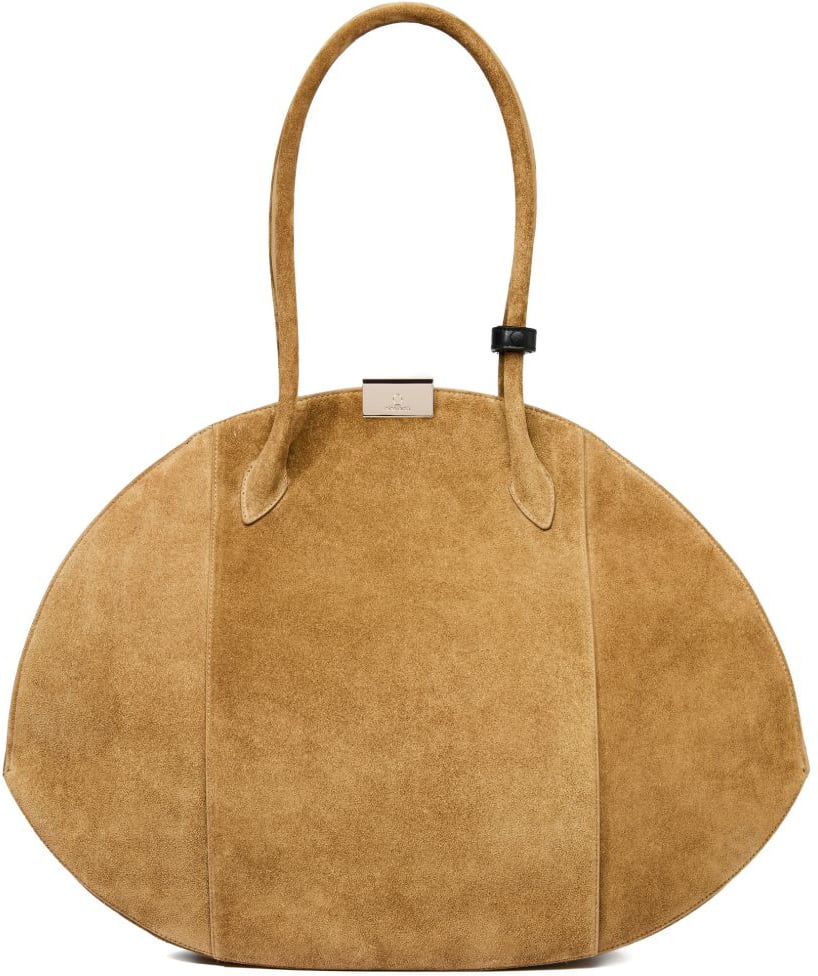 Nina Ricci Elongated Oval Brown Silk and Nylon Handbag Bruin
