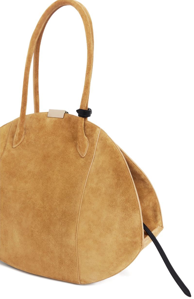 Nina Ricci Elongated Oval Brown Silk and Nylon Handbag Bruin