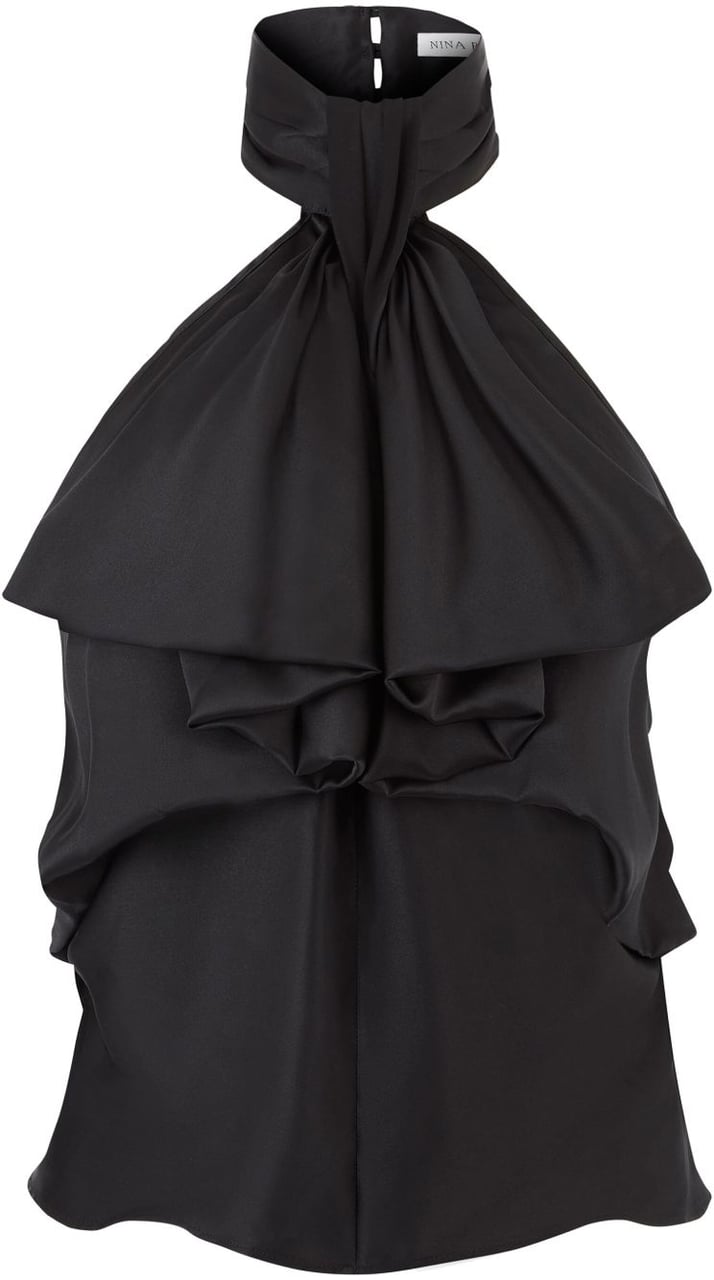 Nina Ricci Ruffled Halterneck Top in Silk Blend Zwart