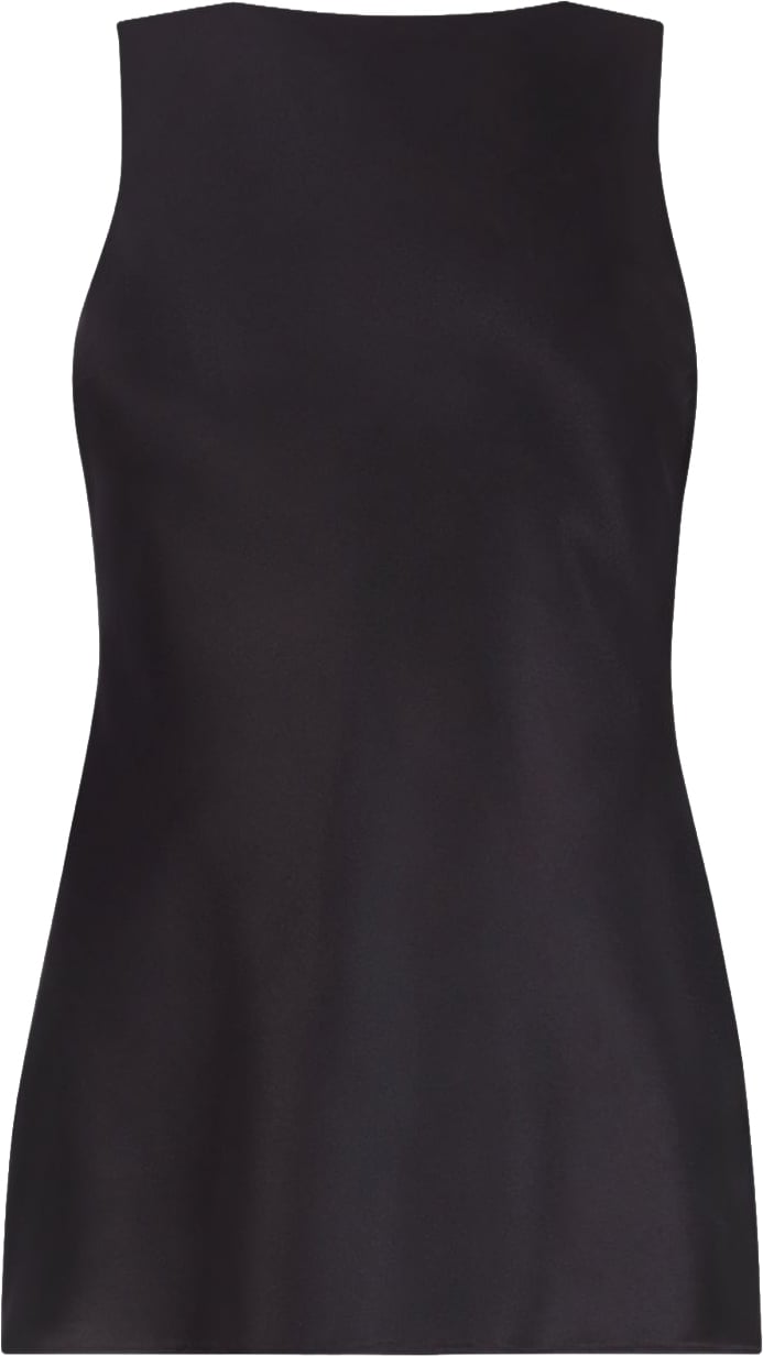 Nina Ricci Draped Black Satin Top With Boat Neckline Zwart