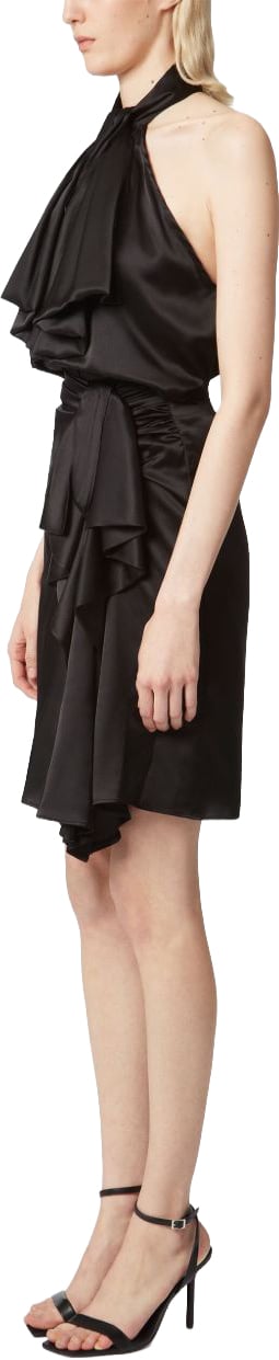 Nina Ricci High-Waisted Asymmetric Silk Blend Mini Skirt Zwart