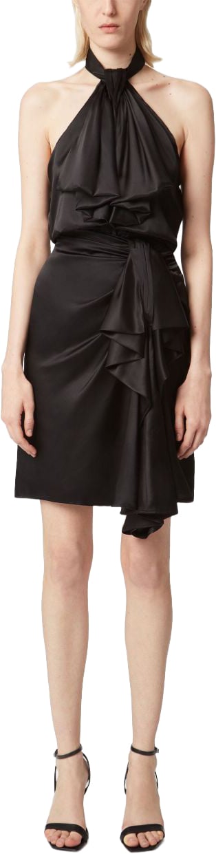 Nina Ricci High-Waisted Asymmetric Silk Blend Mini Skirt Zwart
