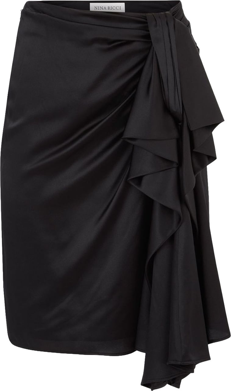 Nina Ricci High-Waisted Asymmetric Silk Blend Mini Skirt Zwart