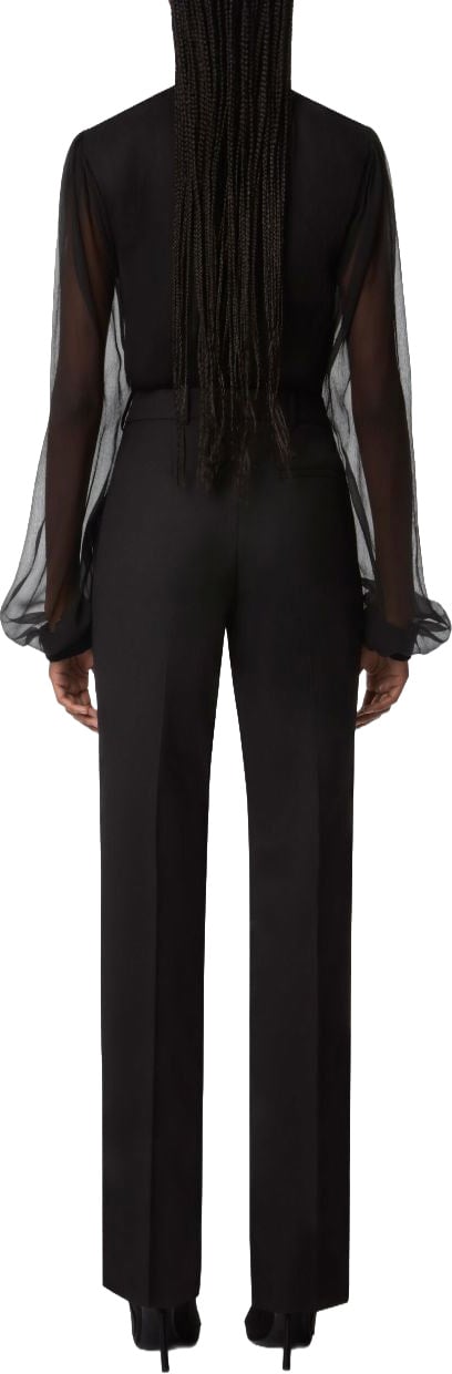 Nina Ricci Black Ruffled High Neck Top Zwart
