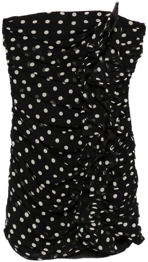 Nina Ricci Ruched Black Mini Dress Zwart