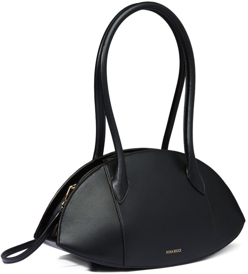 Nina Ricci Elongated Oval Black Silk And Nylon Bag Zwart