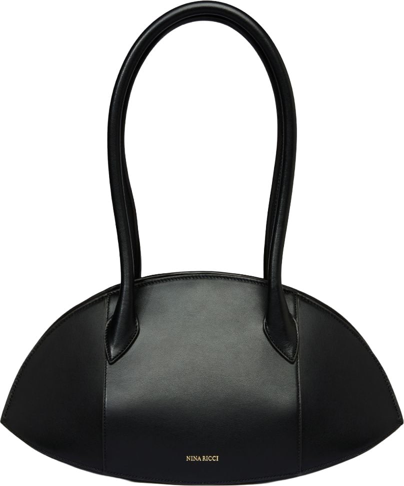 Nina Ricci Elongated Oval Black Silk And Nylon Bag Zwart