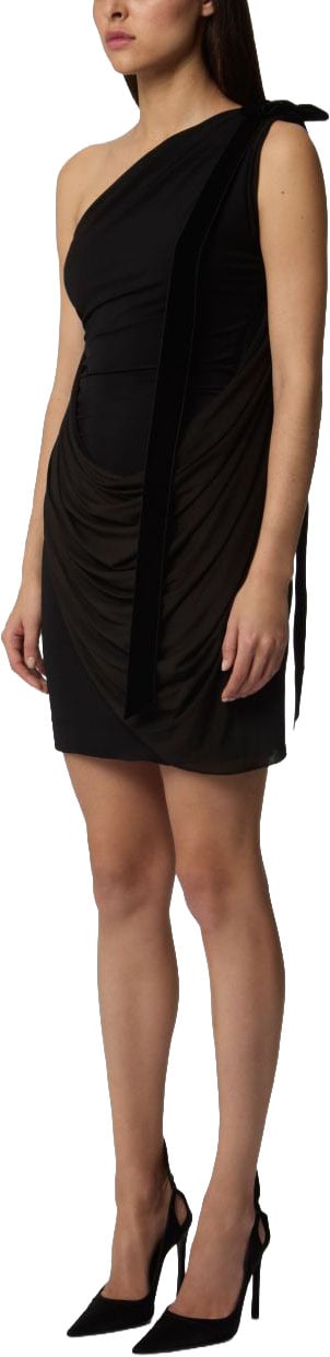 Nina Ricci One-Shoulder Black Mini Dress Zwart