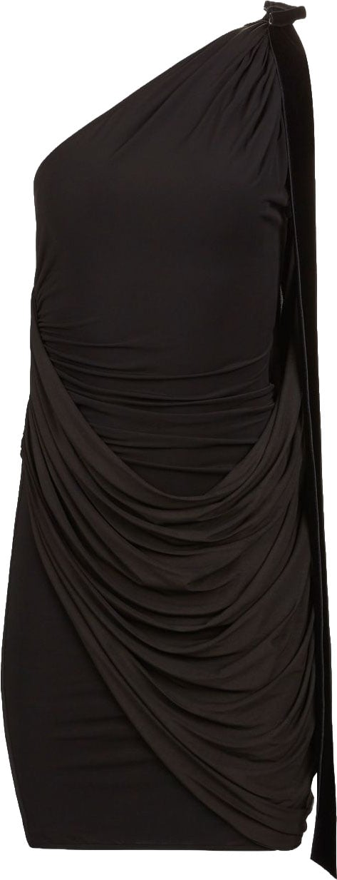 Nina Ricci One-Shoulder Black Mini Dress Zwart
