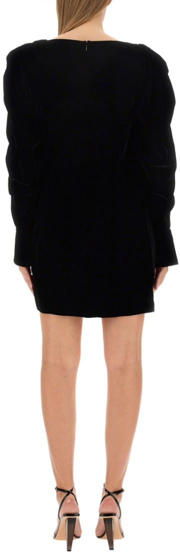 Nina Ricci Slim Fit Mini Dress With Voluminous Sleeves Zwart