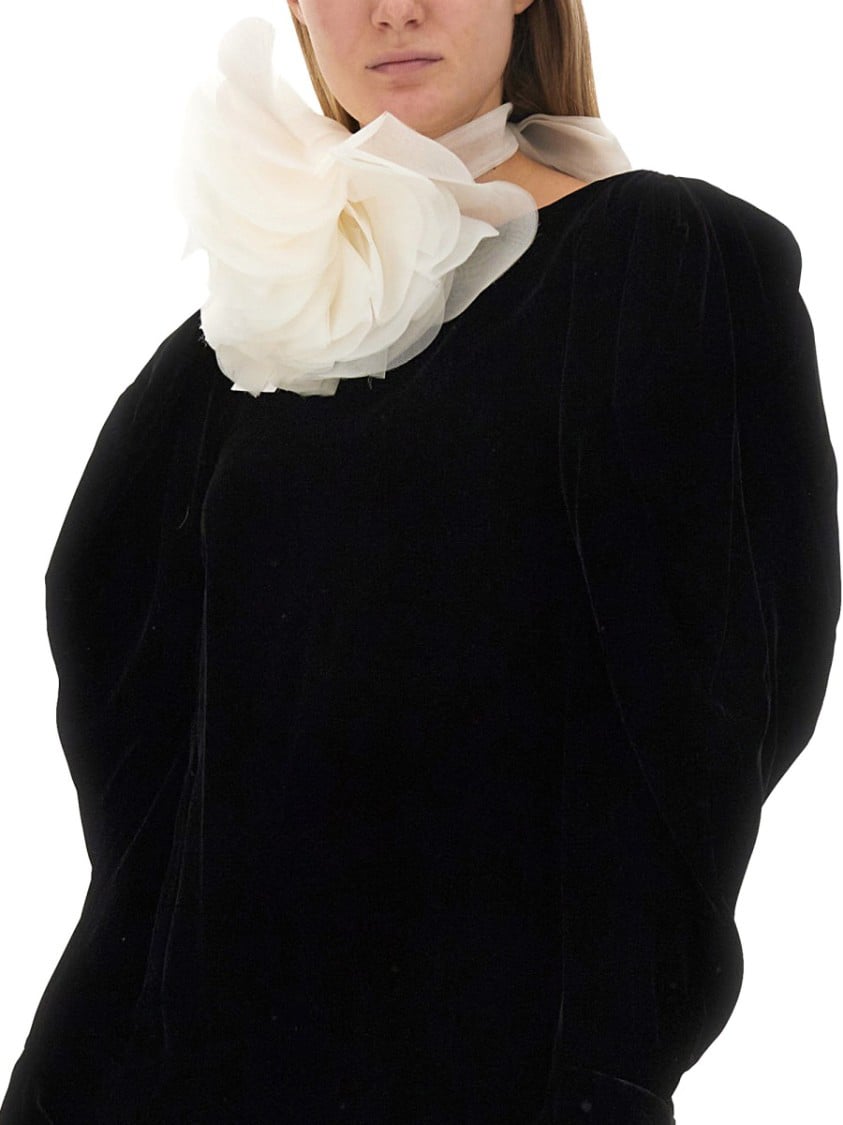 Nina Ricci Slim Fit Mini Dress With Voluminous Sleeves Zwart
