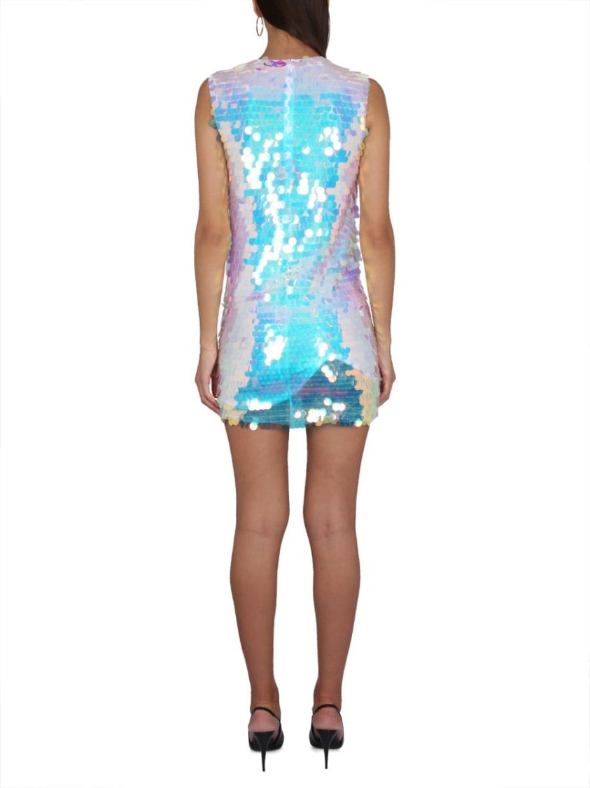 Nina Ricci Sleeveless Mini Dress With Iridescent Sequins Bruin