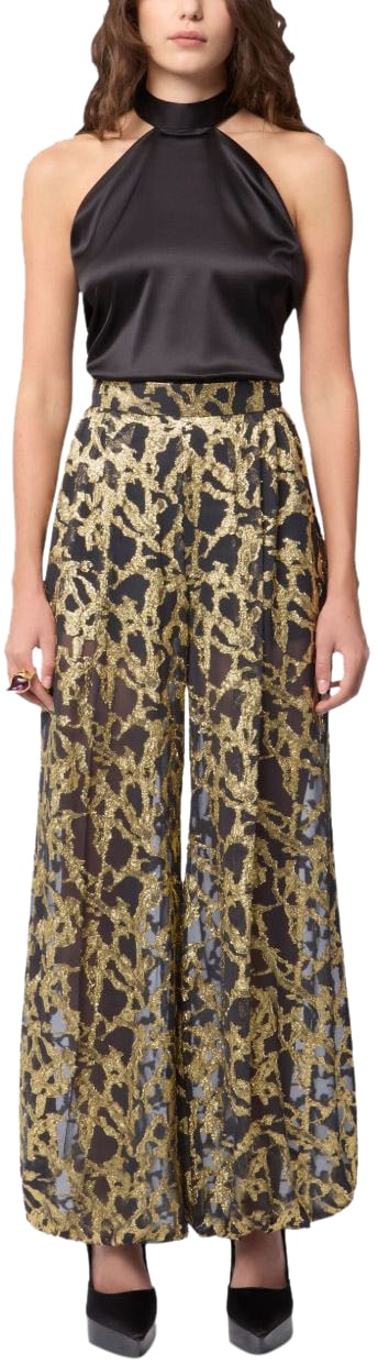 Nina Ricci Trousers Black Gold Zwart