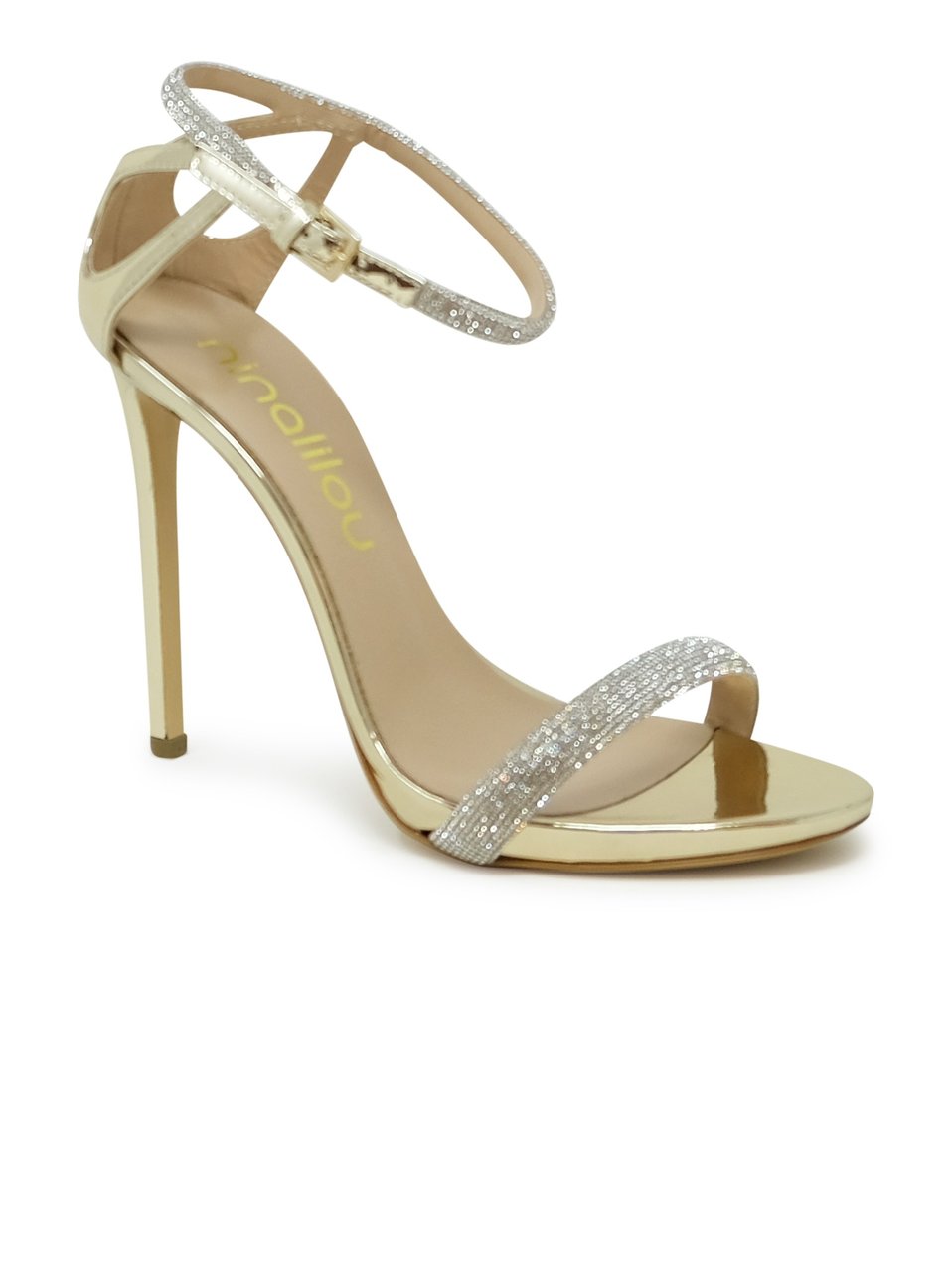 Ninalilou NINALILOU 341022MC GOLD LEATHER SANDALS WITH SWAROVSKI Goud