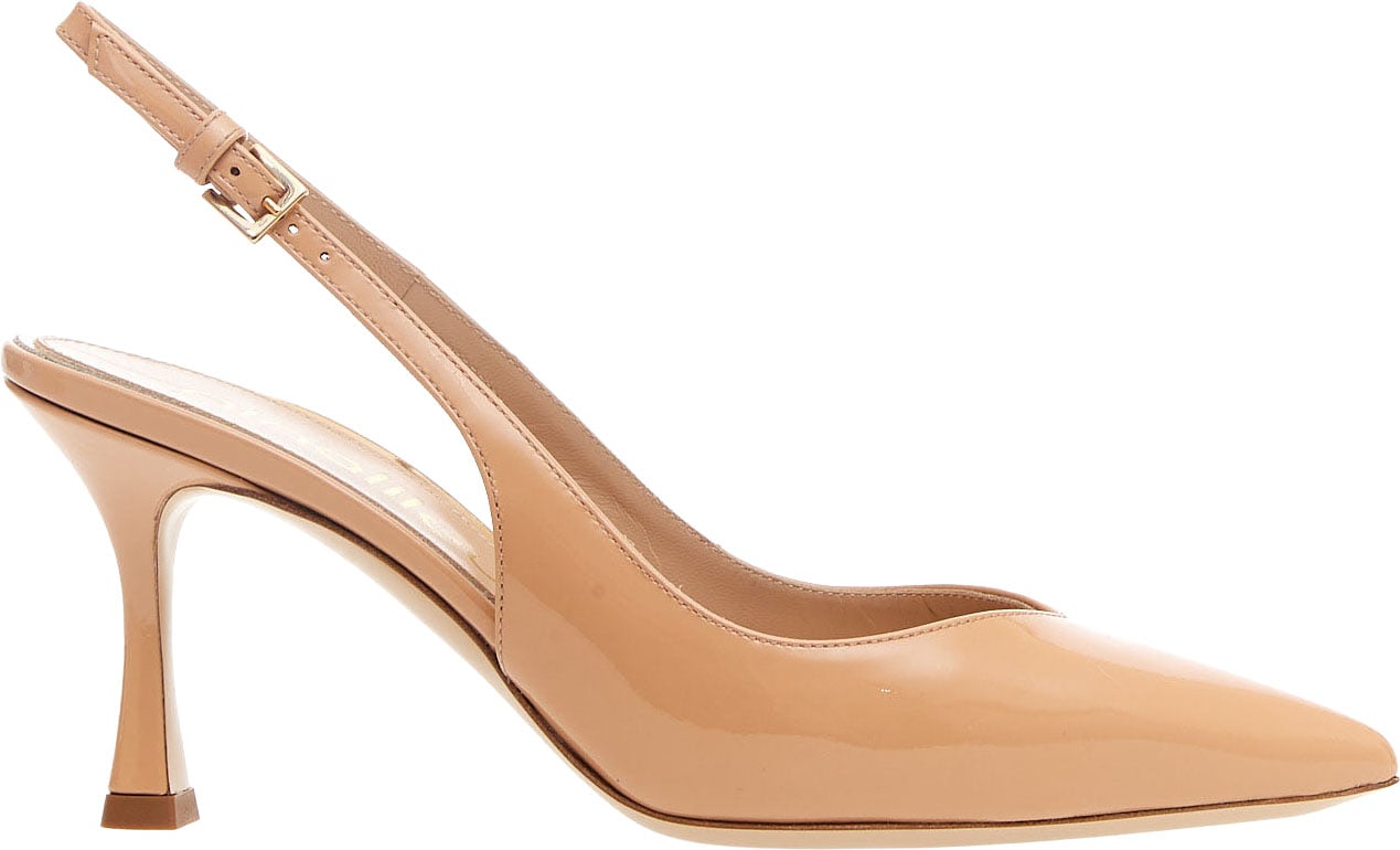 Ninalilou Slingback Vernice Nude Tacco 75 Mm Beige