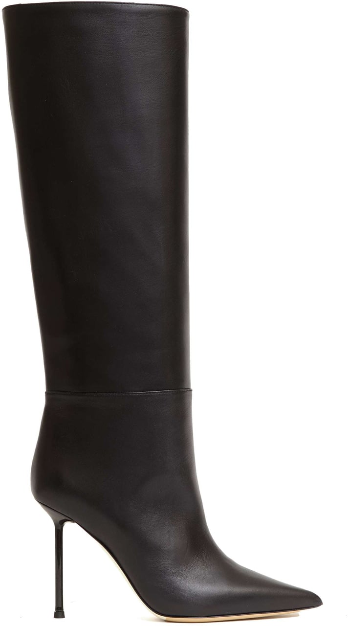 Ninalilou Stivale Pelle Nera Tacco 100 Mm Zwart