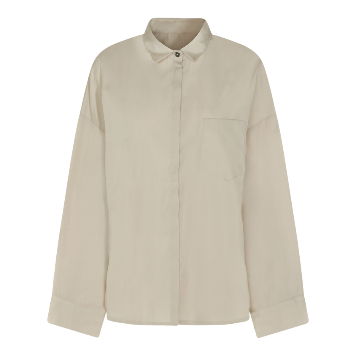 Nine in the Morning Relaxed Fit Shirt with Classic Collar and Concealed Button Placket Neutraal