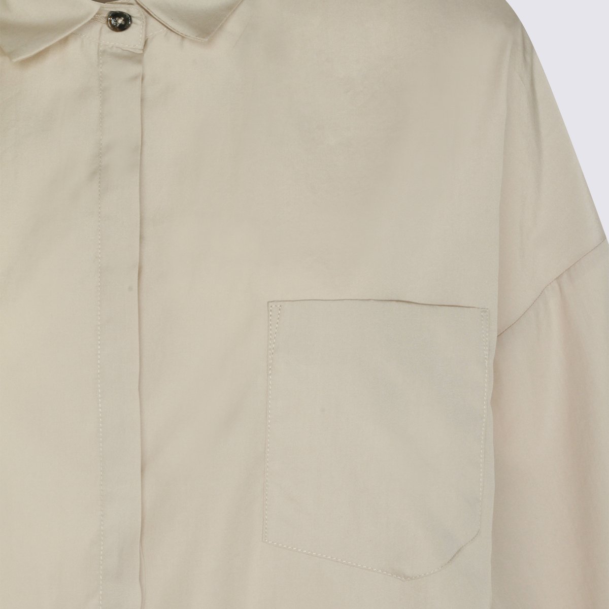 Nine in the Morning Relaxed Fit Shirt with Classic Collar and Concealed Button Placket Neutraal