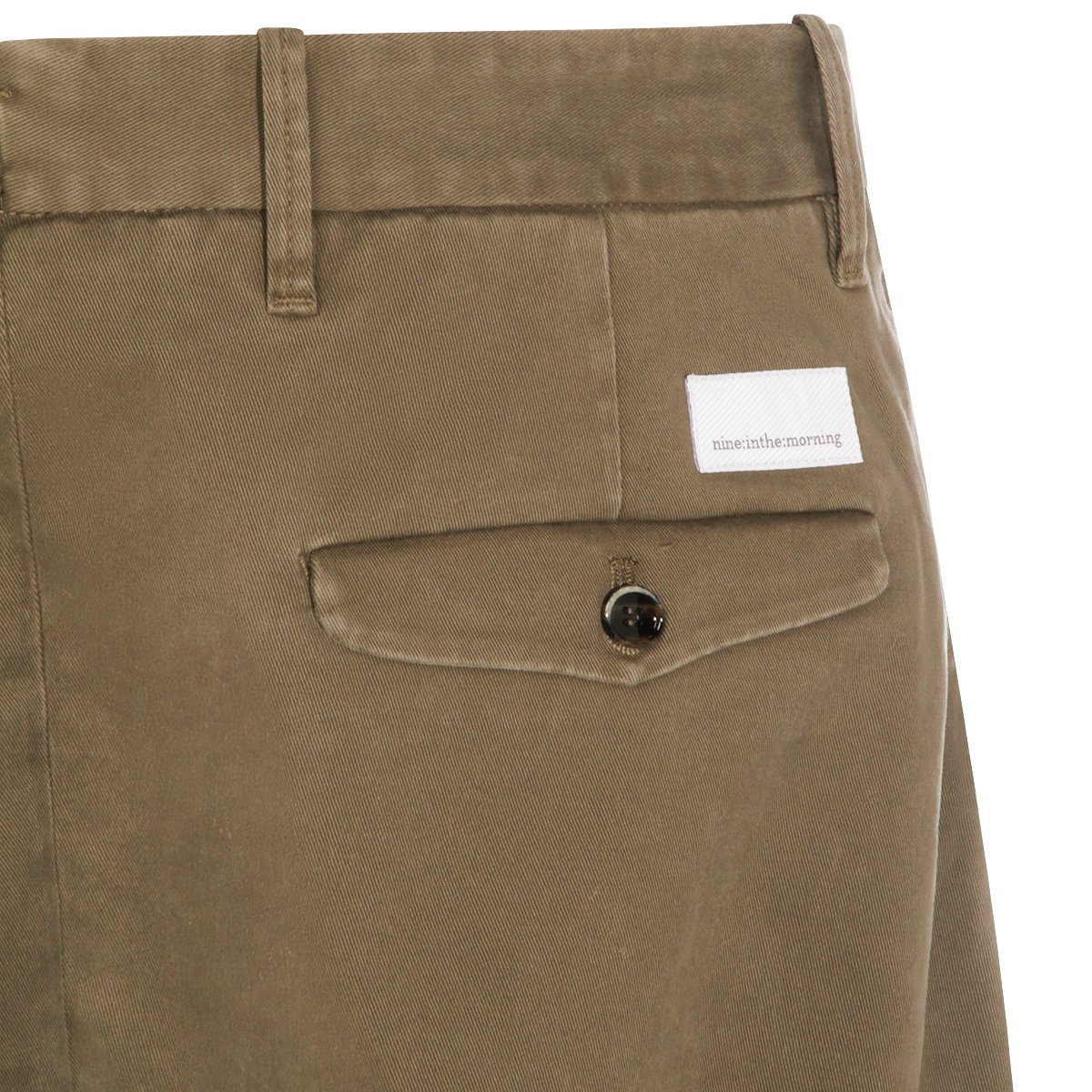Nine in the Morning Straight-Leg Trousers with Mid-Rise Waist and Flap Pockets Bruin