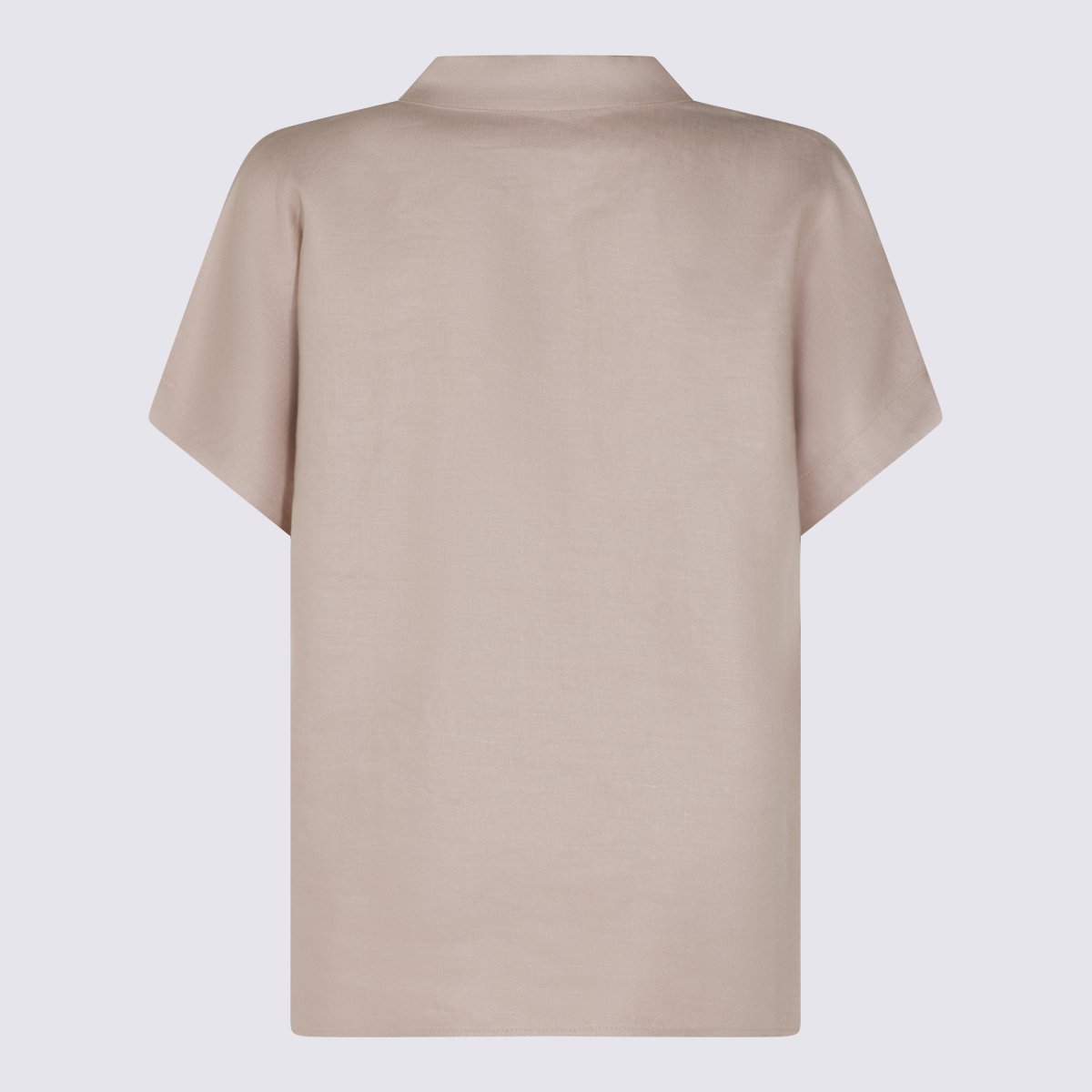 Nine in the Morning Relaxed Fit Short-Sleeved Top with Stand Collar and V-Neckline Roze