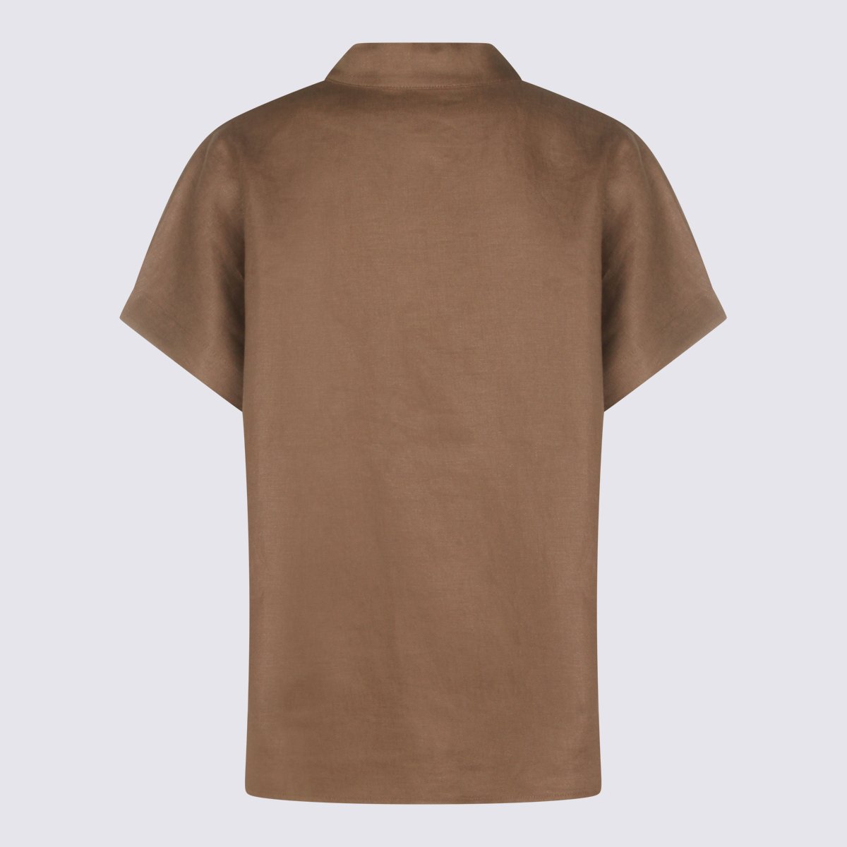 Nine in the Morning Relaxed Fit Short-Sleeved Top with Stand Collar and V-Neckline Bruin