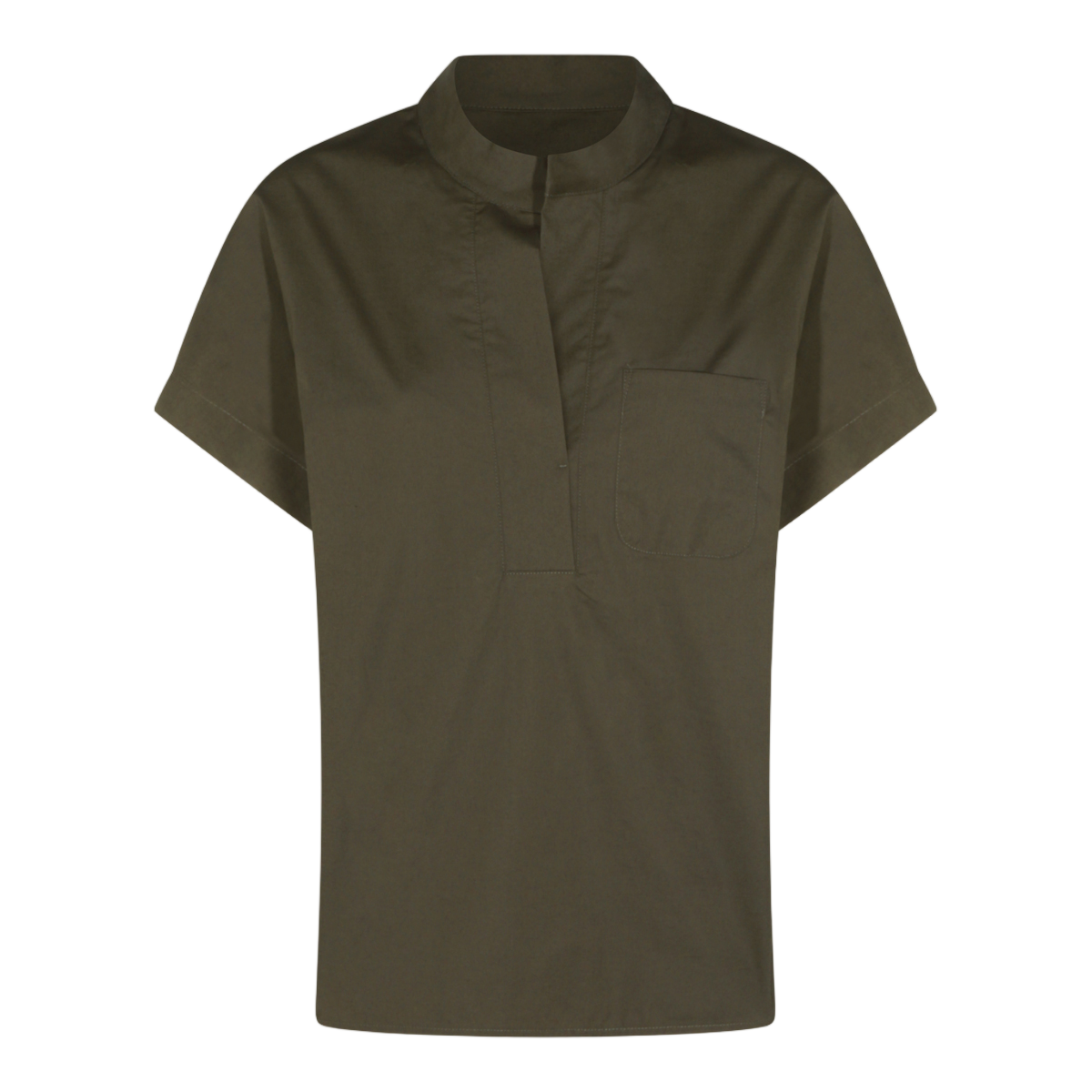 Nine in the Morning Stand Collar Shirt with Partial Placket Grijs