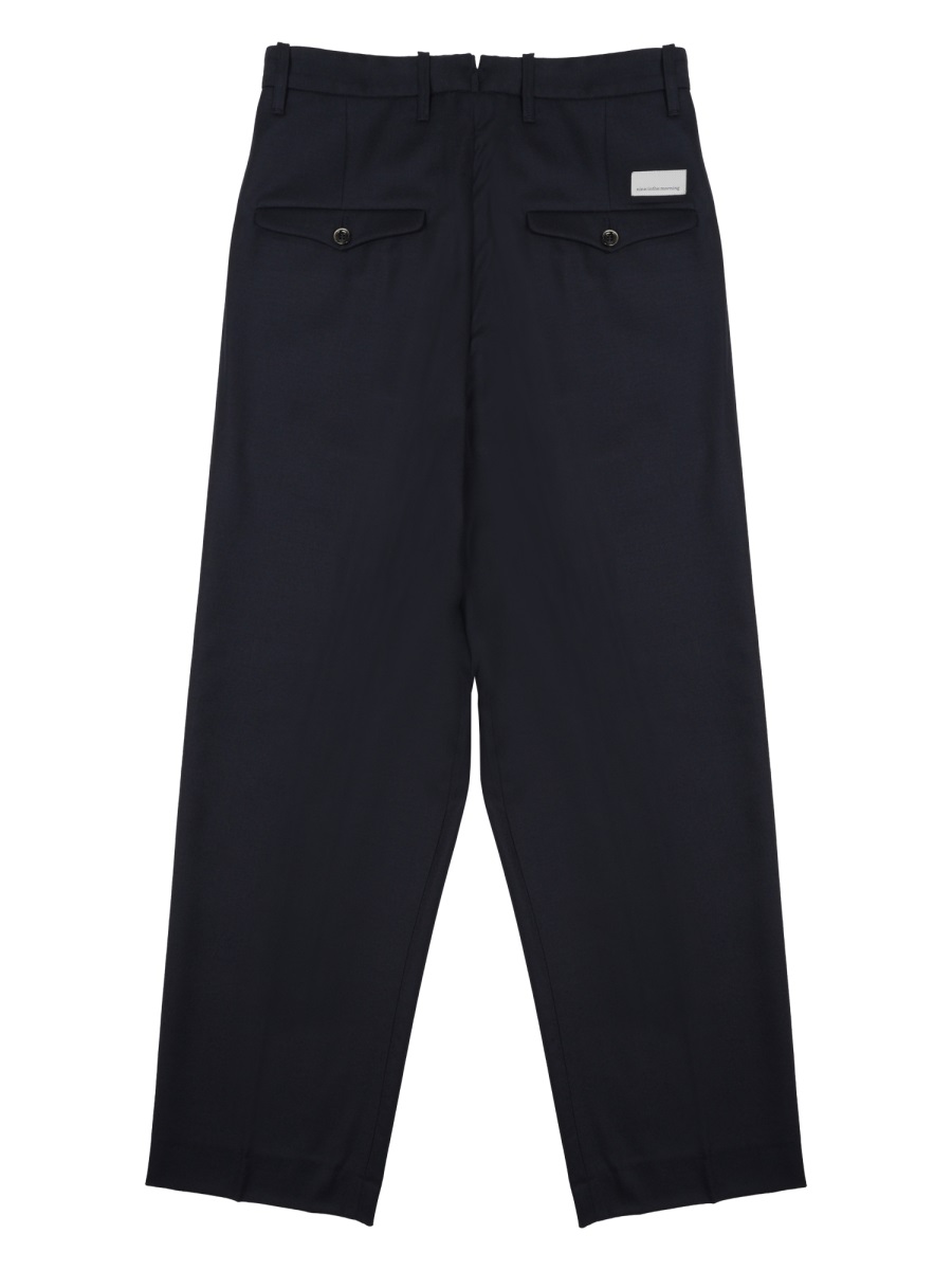 Nine in the Morning Neutrals Kai Pleated Wool Wide-Leg Pants Zwart