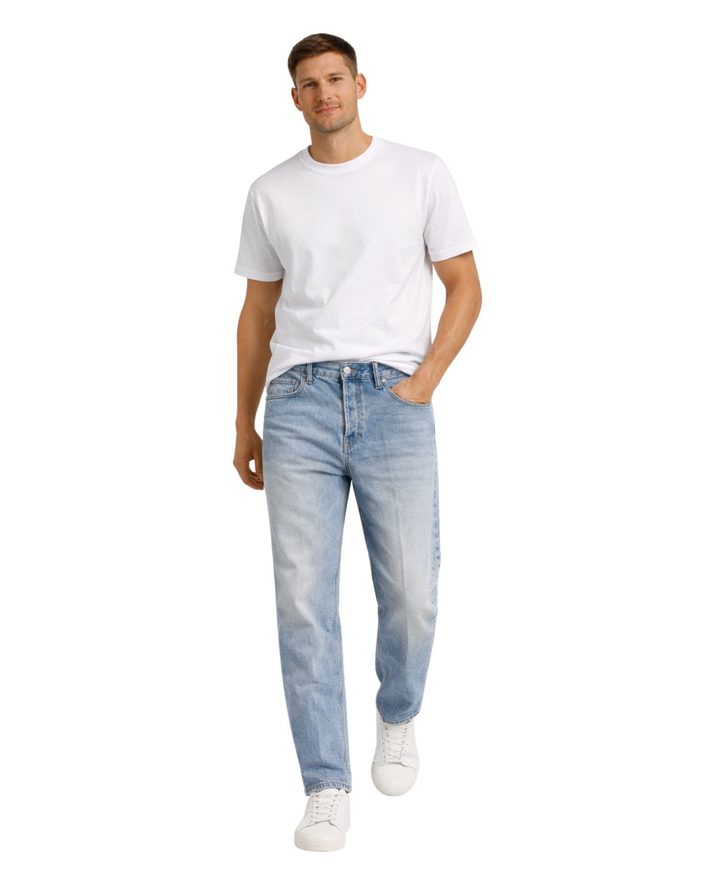 Nine in the Morning Albert 5 Pocket Loose Light Denim Jeans Wit