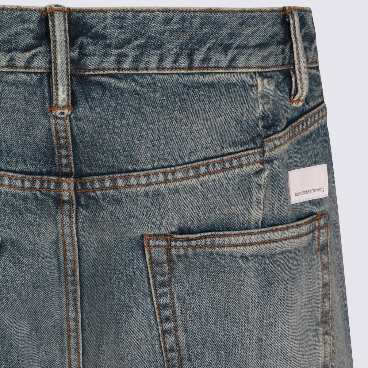Nine in the Morning Classic Straight-Leg Denim Jeans With Medium Blue Wash Grijs