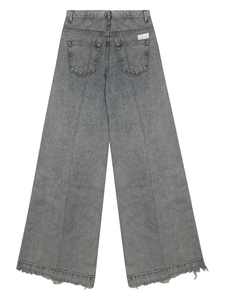 Nine in the Morning High-Waisted Wide-Leg Jeans With Raw Hem Finish Grijs