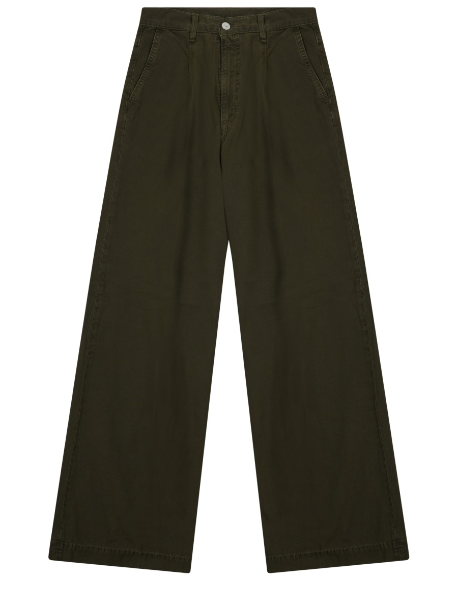 Nine in the Morning Ottavia High Waist Relaxed Silhouette Cotton Straight-Leg Pants Zwart