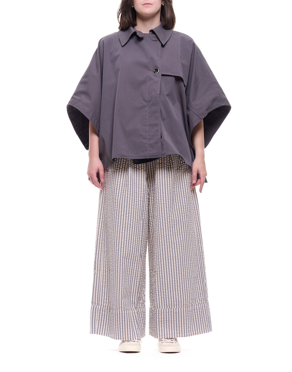 Nine in the Morning Kette Peonia Short Cotton Trench Jacket Grijs