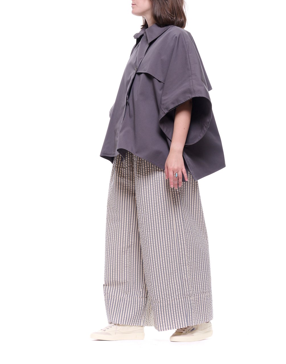 Nine in the Morning Kette Peonia Short Cotton Trench Jacket Grijs