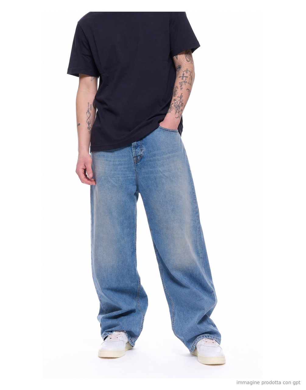 Nine in the Morning Blue Tito Relaxed Fit Baggy Jeans Blauw