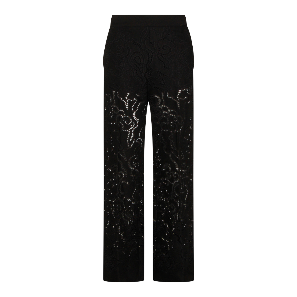 Nissa Straight-Leg Trousers With Intricate Lace Detailing Zwart
