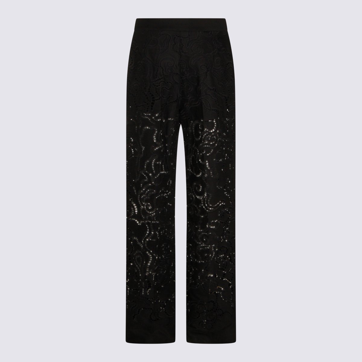 Nissa Straight-Leg Trousers With Intricate Lace Detailing Zwart