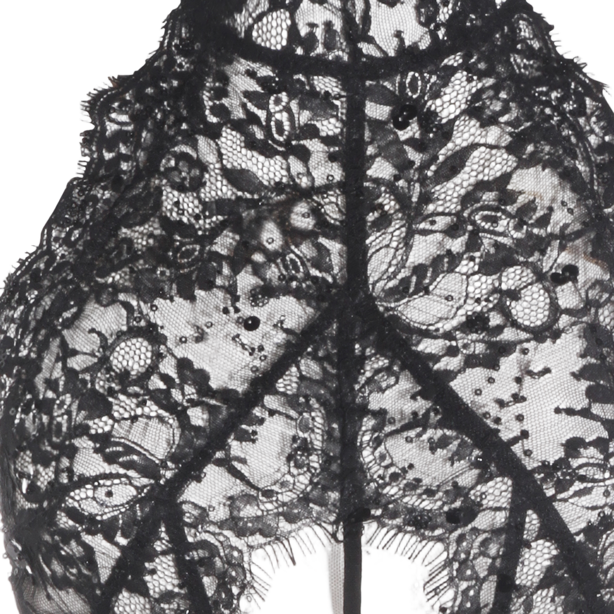 Nissa Sheer Bodysuit with Intricate Lace Detailing Grijs