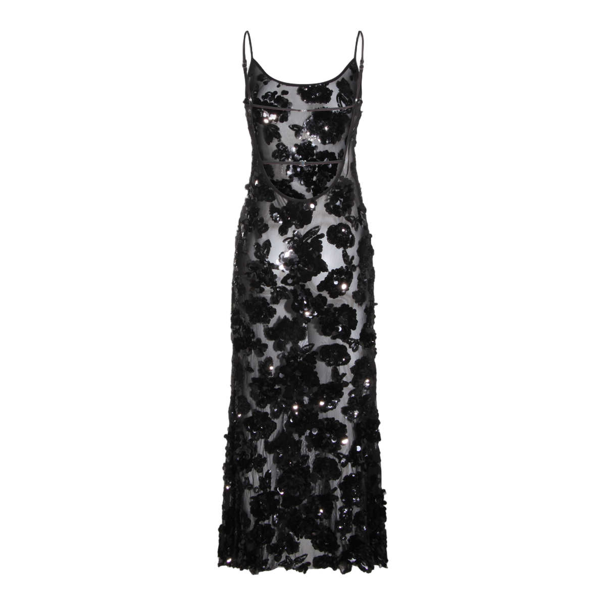 Nissa Long Sheer Dress Zwart