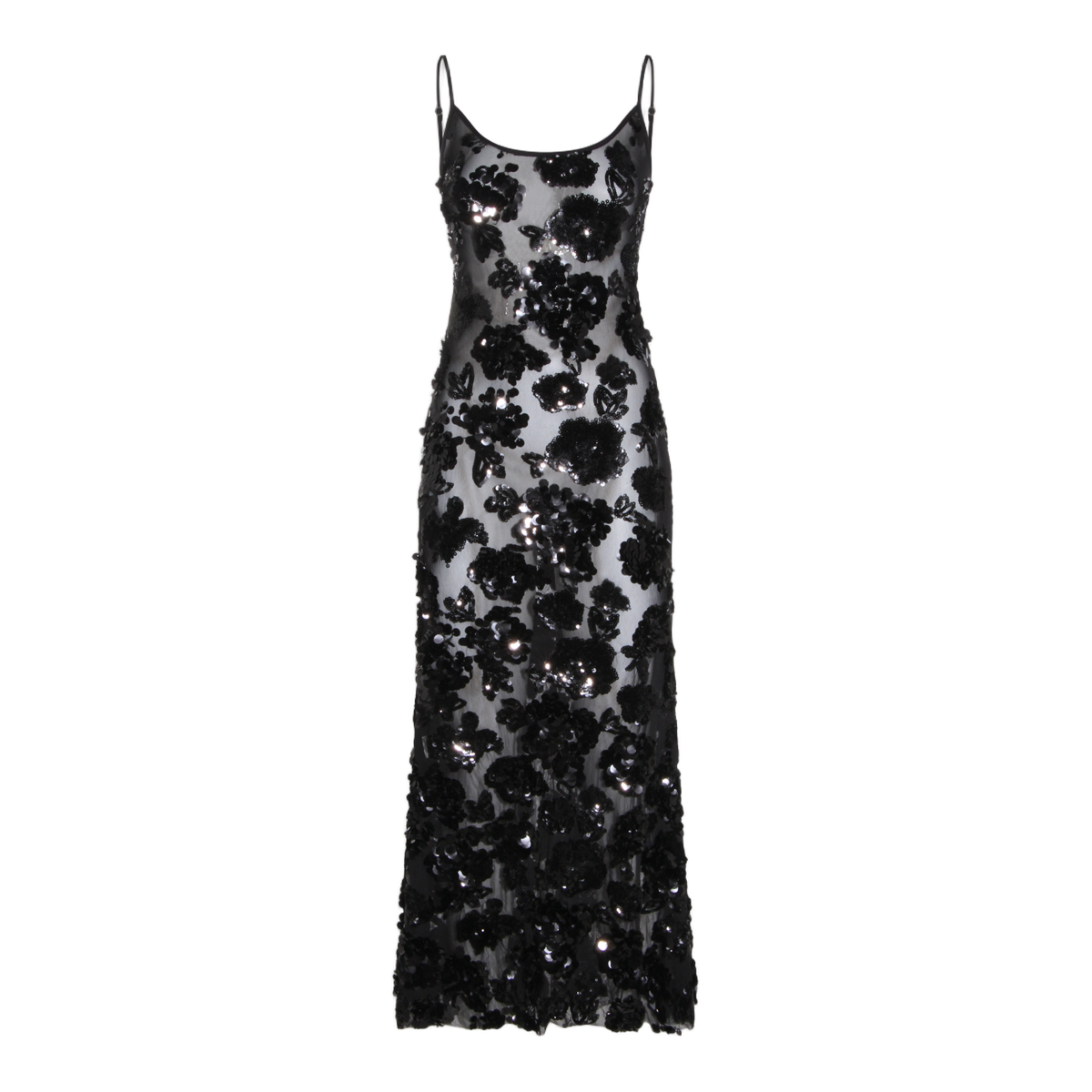 Nissa Long Sheer Dress Zwart